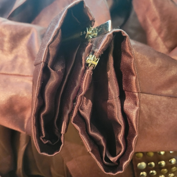 Bebe Studded Trench Coat in Burgundy. Satin Touch Fabric. Fully Lined. Size M. - Picture 14 of 14